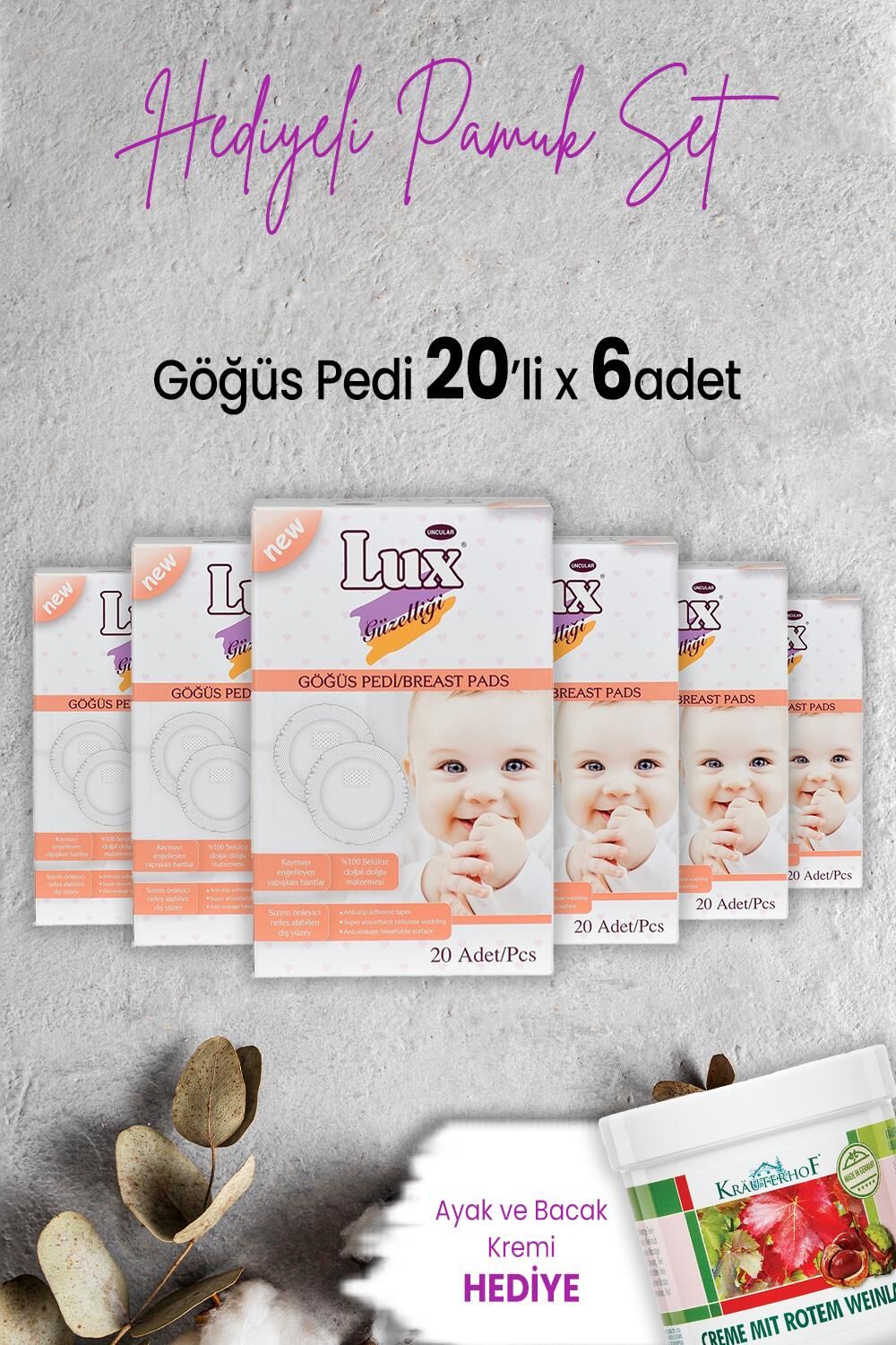Lux Göğüs Pedi 20' li x 6 Adet ve Hediyeli