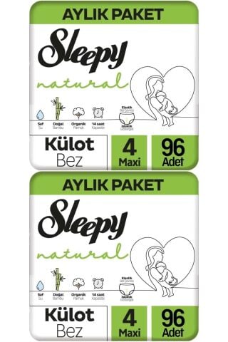 Sleepy Külot Bebek Bezi Natural Beden:4 (7-14KG) Maxi 192 Adet Ekonomik Ultra