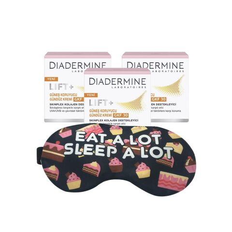 Diadermine Lift+ Protection Kırışıklık Karşıtı Güneş Koruyucu Gündüz Kremi Spf 30 50 ml x 3 ve Uyku Bandı Hediyeli