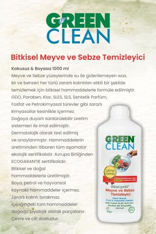 Green Clean Bulaşık Mak. Parlatıcı 500 ml ve Meyze Sebze Tem. 1000 ml, Rosie Hediye