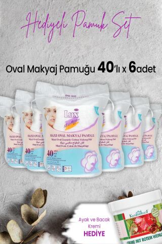 Lux Disk Oval Makyaj Pamuğu 40' lı x 6 Adet ve Hediyeli
