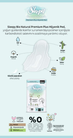 Sleepy Bio Natural Premium Plus Hijyenik Ped Normal 24 Adet Ped