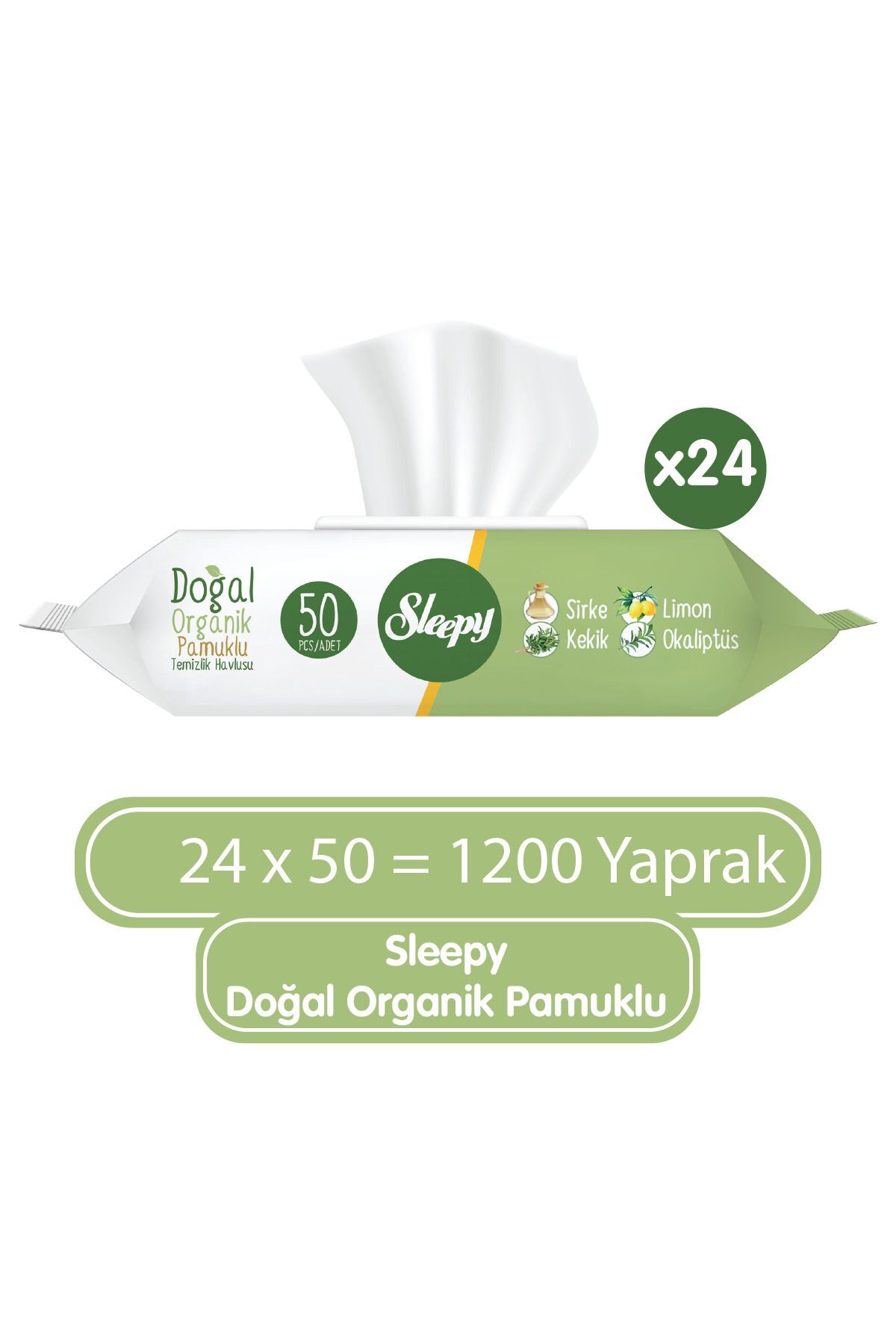 Sleepy Doğal Organik Pamuklu Temizlik Havlusu 24 x 50