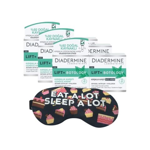 Diadermine Lift+ Botology Gündüz Kremi 50 ml + Gece Kremi 50 ml x 3 ve Uyku Bandı Hediyeli