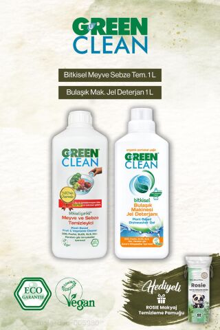 Green Clean 1000ml Bulaşık Jel Det. ve Meyze Sebze Tem. 1000 ml, Rosie Hediye