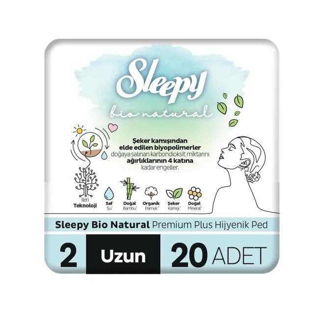 Sleepy Bio Natural Premium Plus Hijyenik Ped Uzun 20 Adet Ped