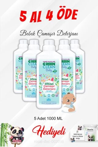 1000 ML Bebek Çamaşır Deterjanı 5 Al 4 Öde ve Rosie Pamuk
