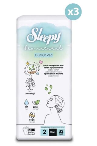 Sleepy Bio Natural Premium Plus Günlük Ped Uzun 96 Adet Ped
