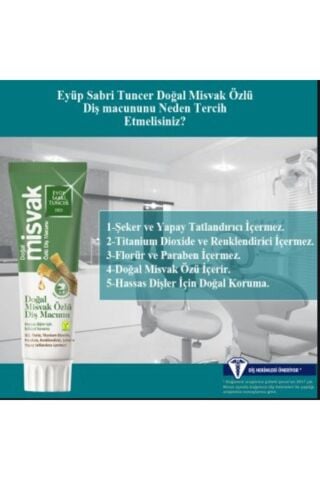 Eyüp Sabri Tuncer Doğal Misvak Özlü 75 ml Diş Macunu x 2 Adet