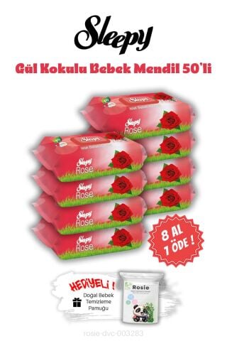 Sleepy Gül Kokulu Islak Bebek Mendil 50'li 8 AL 7 ÖDE ve ROSIE