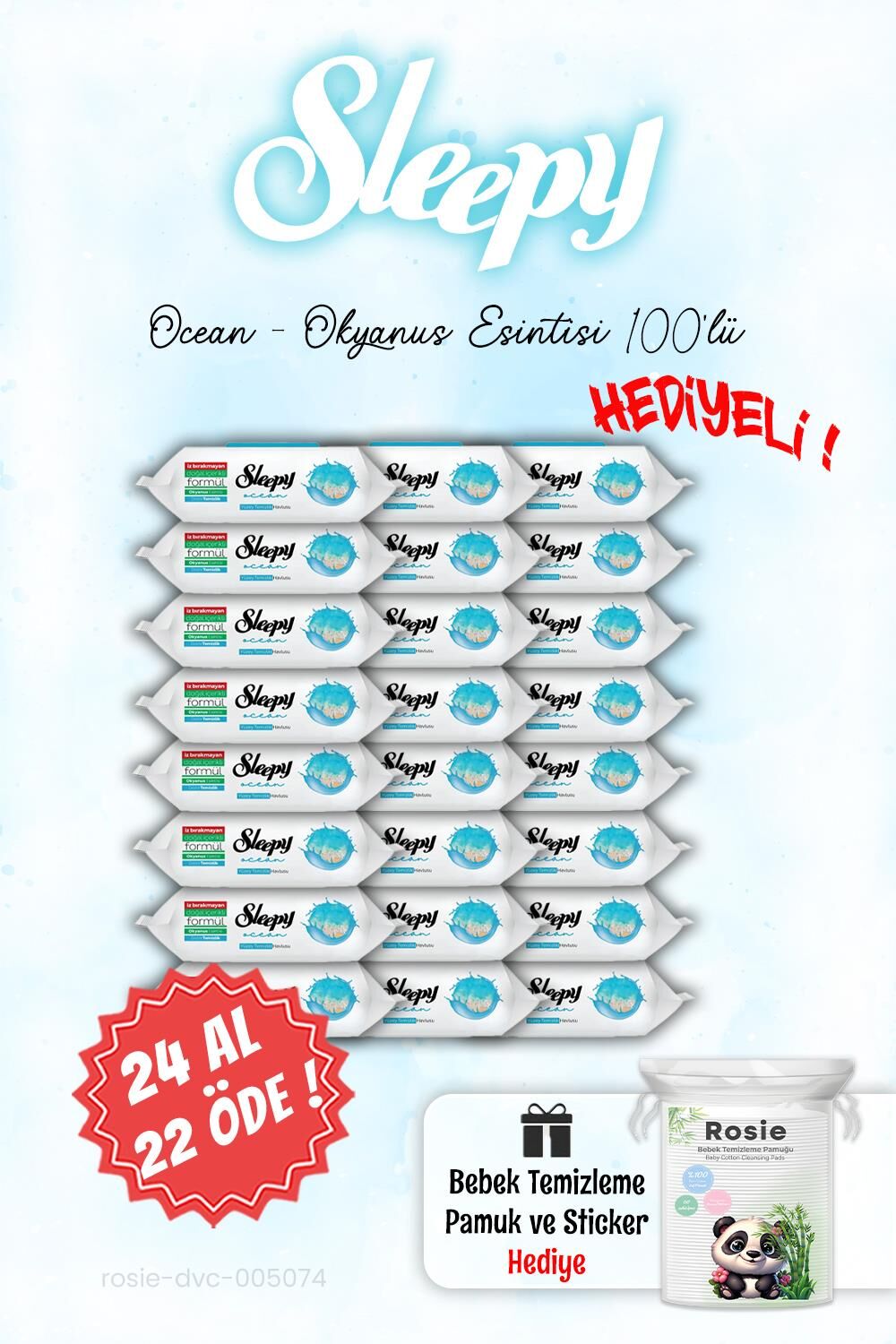 24 AL 22 ÖDE 100'lü Sleepy Ocean - Okyanus Islak Havlusu ve ROSIE