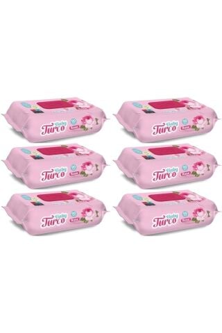 Baby Turco Islak Havlu Mendil 90 Yaprak Gül/rose 6 Lı Set 540 Yaprak Plastik Kapaklı