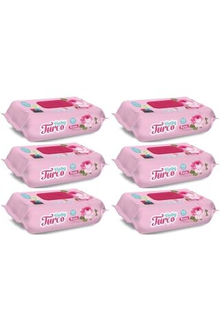 Baby Turco Islak Havlu Mendil 90 Yaprak Gül/rose 6 Lı Set 540 Yaprak Plastik Kapaklı