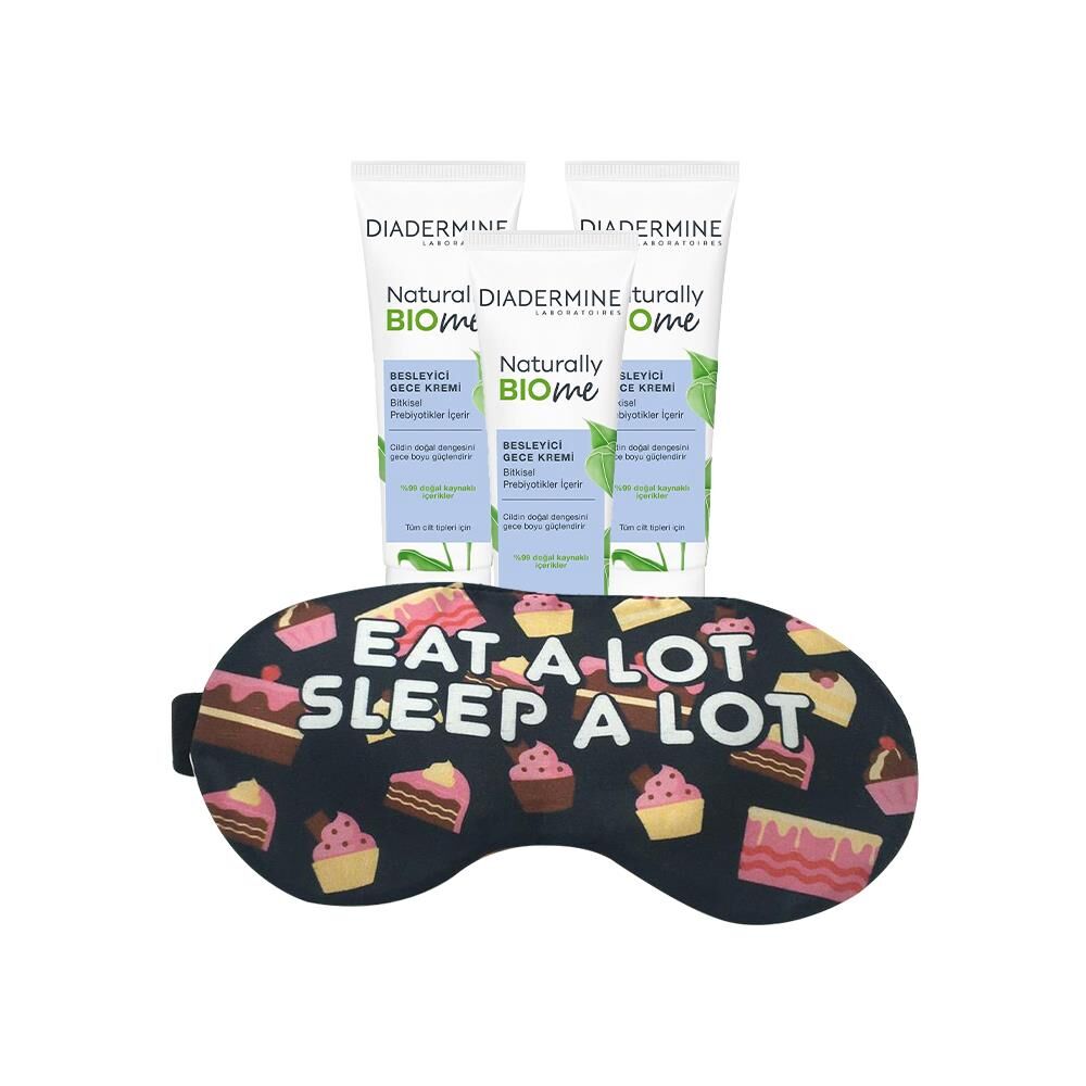 Diadermine Naturally Bio Me Besleyici Gece Kremi 50 ml x 3 ve Uyku Bandı Hediyeli