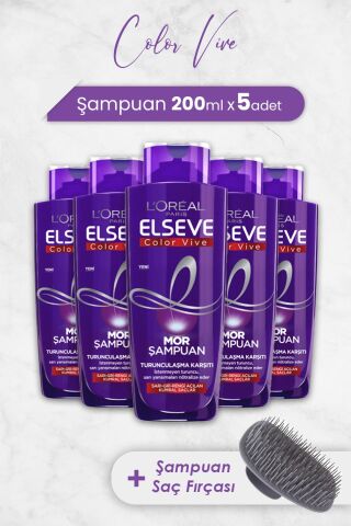 Elseve Color Vive Mor Şampuan 200 ml x 5 Adet ve Şampuan Fırçası