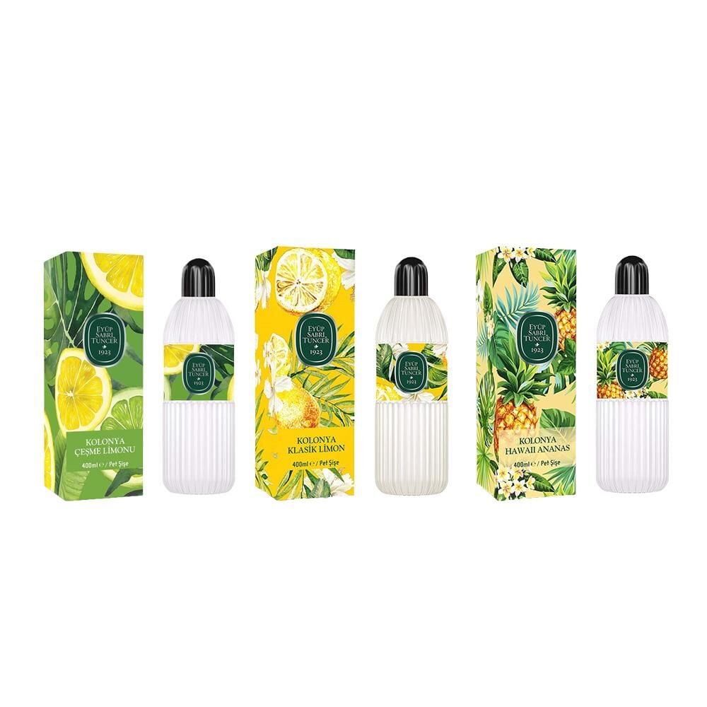 Eyüp Sabri Tuncer Kolonya Çeşme Limonu, Klasik Limon ve Hawaii Ananas Pet Şişe 400 ml