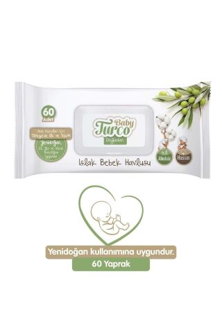 Baby Turco Islak Havlu Mendil Yenidoğan 60 Yaprak Doğadan 6 Lı Set 360 Yaprak