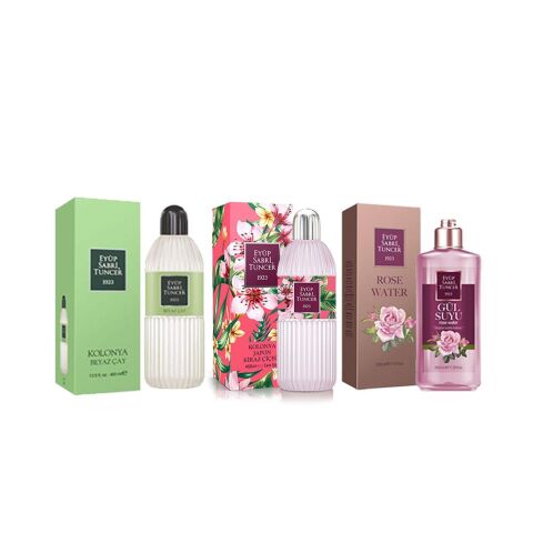 EST Beyaz Çay Pet, Japon Kiraz Cam Kolonya 400ML,Gül Suyu 350ML