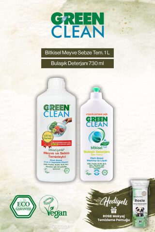 Green Clean Bulaşık Det. 730 ml ve Meyze Sebze Tem. 1000 ml, Rosie Hediye