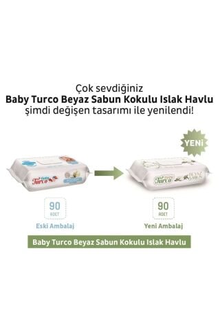 Baby Turco Islak Havlu 90'lı Beyaz Sabun X12 Adet