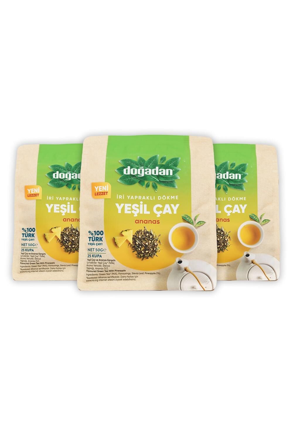Doğadan Dökme Yeşil Çay Ananas 50 gr x 3 Adet