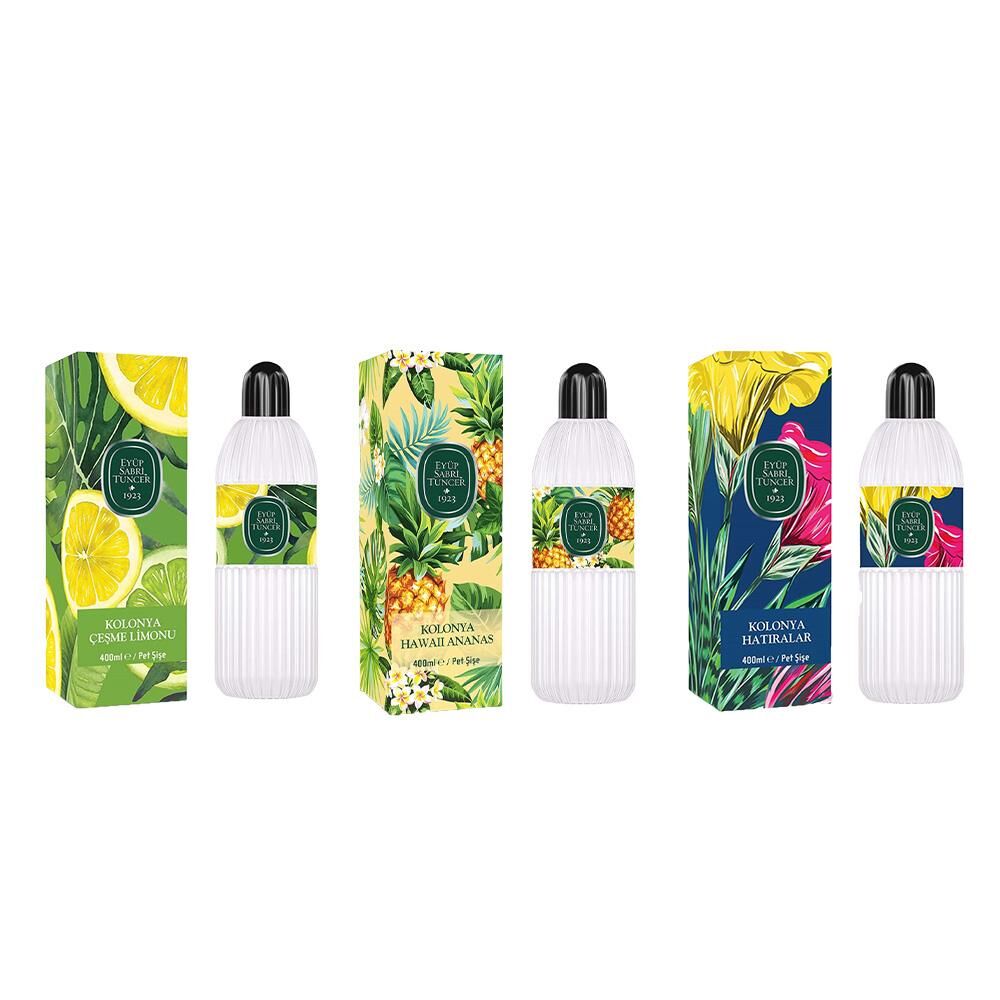 Eyüp Sabri Tuncer Kolonya Çeşme Limonu, Hawaii Ananas ve Hatıralar Pet Şişe 400 ml