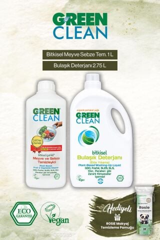 Green Clean Bulaşık Deterjanı 2.75 L ve Meyze Sebze Tem. 1000 ml, Rosie Hediye