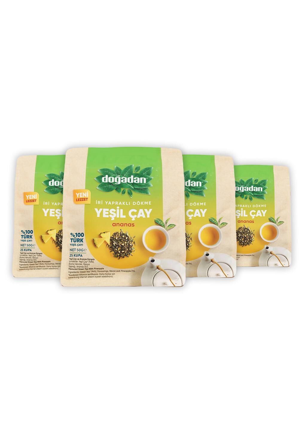 Doğadan Dökme Yeşil Çay Ananas 50 gr x 4 Adet