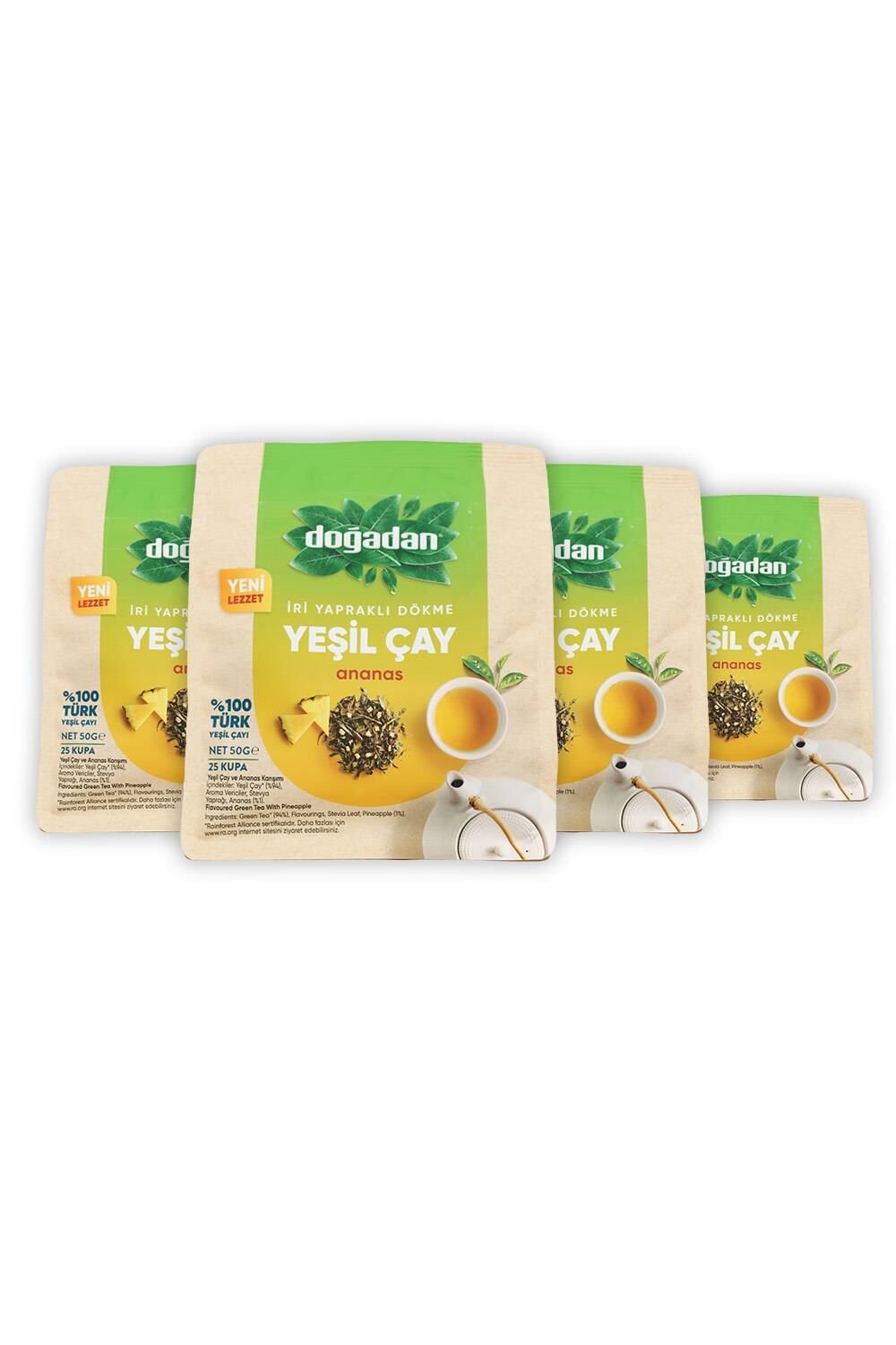Doğadan Dökme Yeşil Çay Ananas 50 gr x 4 Adet