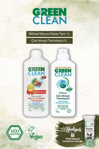 Green Clean Çok Amaçlı Tem. 1 L ve Meyze Sebze Tem. 1000 ml, Rosie Hediye