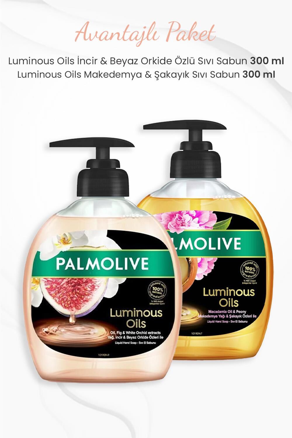 Palmolive İncir & Beyaz Orkide 300 ml ve Makedemya & Şakayık Sıvı Sabun 300 ml