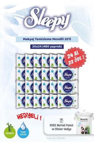 24 AL 22 ÖDE Sleepy 20'li Makyaj Temizleme Mendili ve Rosie Bebek pamuğu