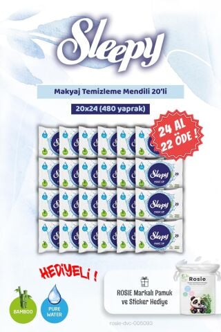 24 AL 22 ÖDE Sleepy 20'li Makyaj Temizleme Mendili ve Rosie Bebek pamuğu