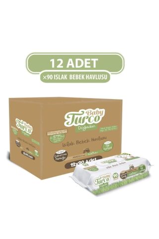 Baby Turco Doğadan Islak Bebek Havlusu 12x90 Yaprak