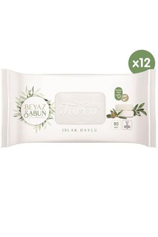 Baby Turco Beyaz Sabun Kokulu Islak Havlu 12x90