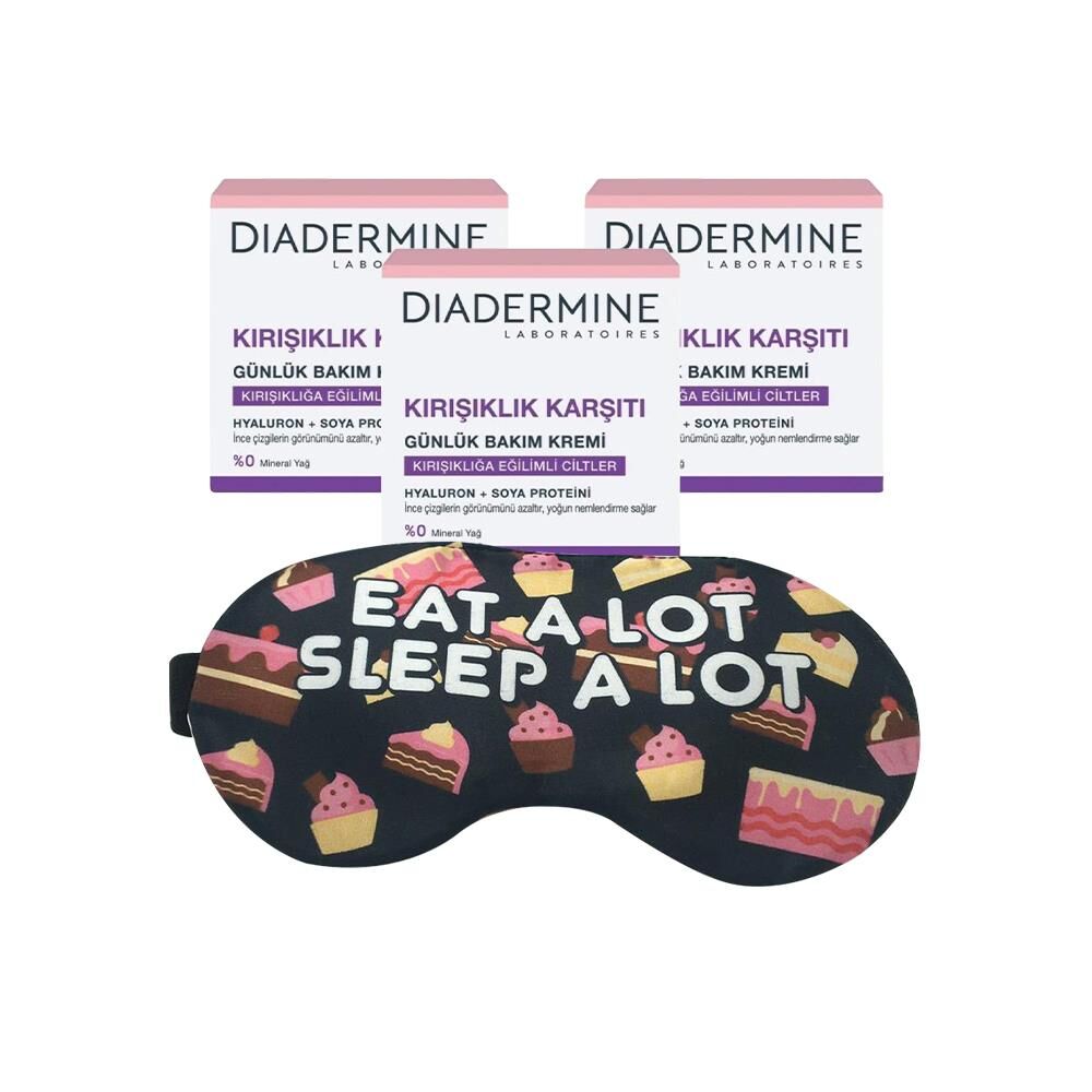 Diadermine Kırışıklık Karşıtı Günlük Bakım Kremi (Tüm Cilt Tipleri) 50 ml x 3 ve Uyku Bandı Hediyeli