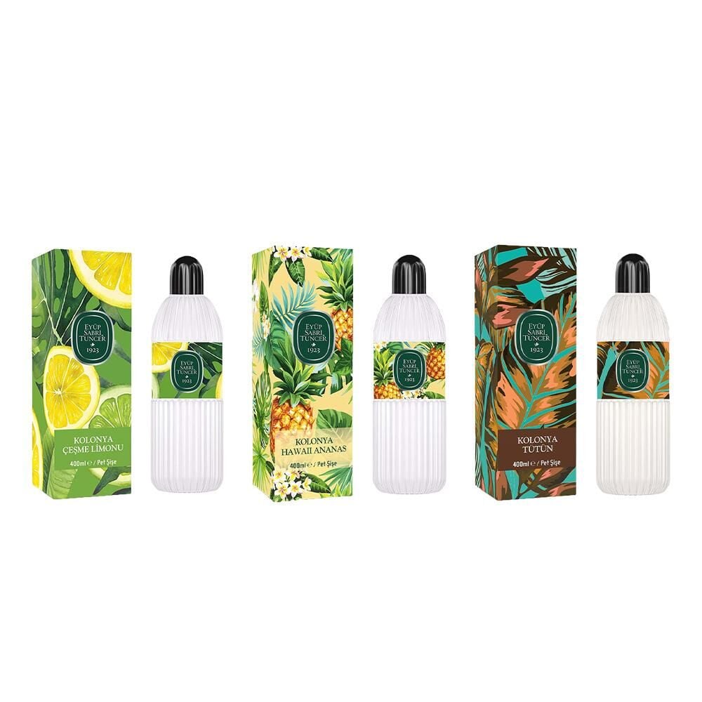 Eyüp Sabri Tuncer Kolonya Çeşme Limonu, Hawaii Ananas ve Tütün Pet Şişe 400 ml