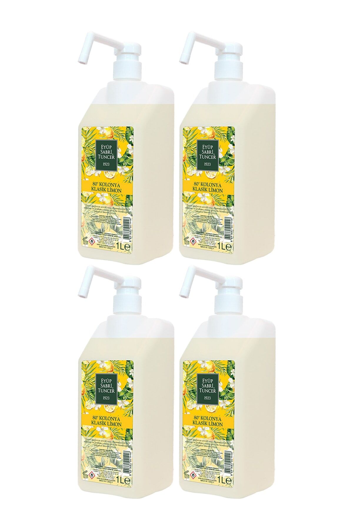 Eyüp Sabri Tuncer 80° Pompalı Limon Kolonyası 1 L x 4