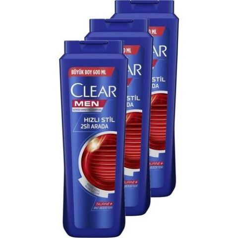 Clear Kepeğe Karşı Etkili Hızlı Stil 2'si 1 Arada Şampuan 600 ML x 3 Adet