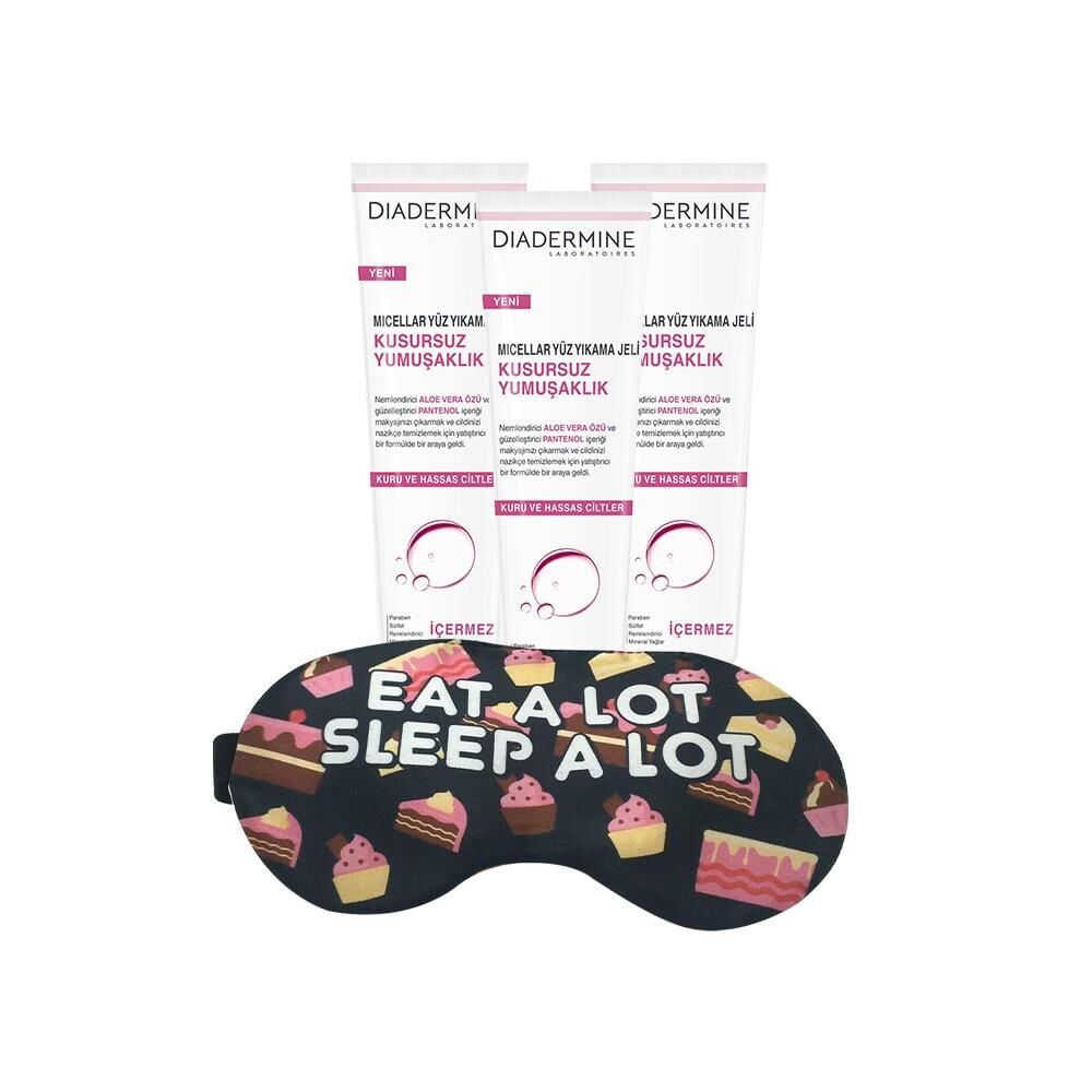 Diadermine Micellar Yüz Yıkama Jeli Kusursuz Yumuşaklık 150 ml x 3 ve Uyku Bandı Hediyeli
