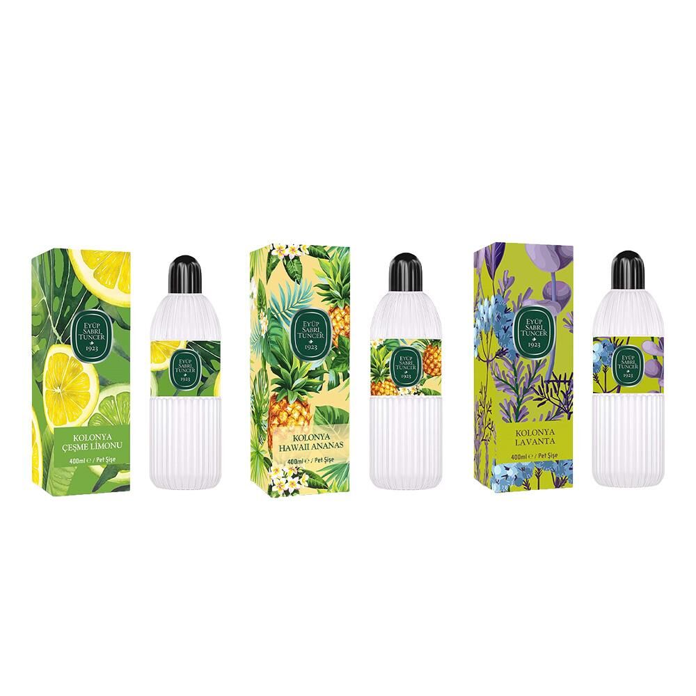 Eyüp Sabri Tuncer Kolonya Çeşme Limonu, Hawaii Ananas ve Lavanta Pet Şişe 400 ml