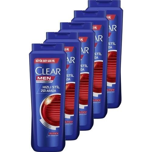 Clear Kepeğe Karşı Etkili Hızlı Stil 2'si 1 Arada Şampuan 600 ML x 5