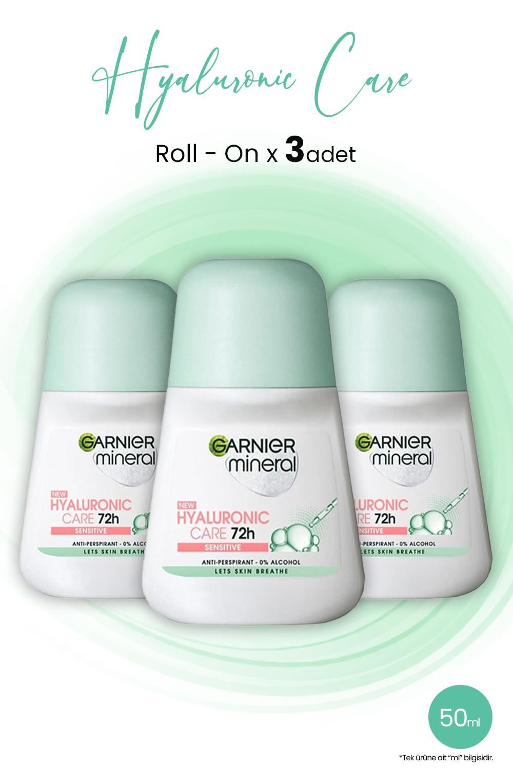 Garnier Mineral Hyaluronik Bakım 72H Roll-On 50 ml x 3 Adet