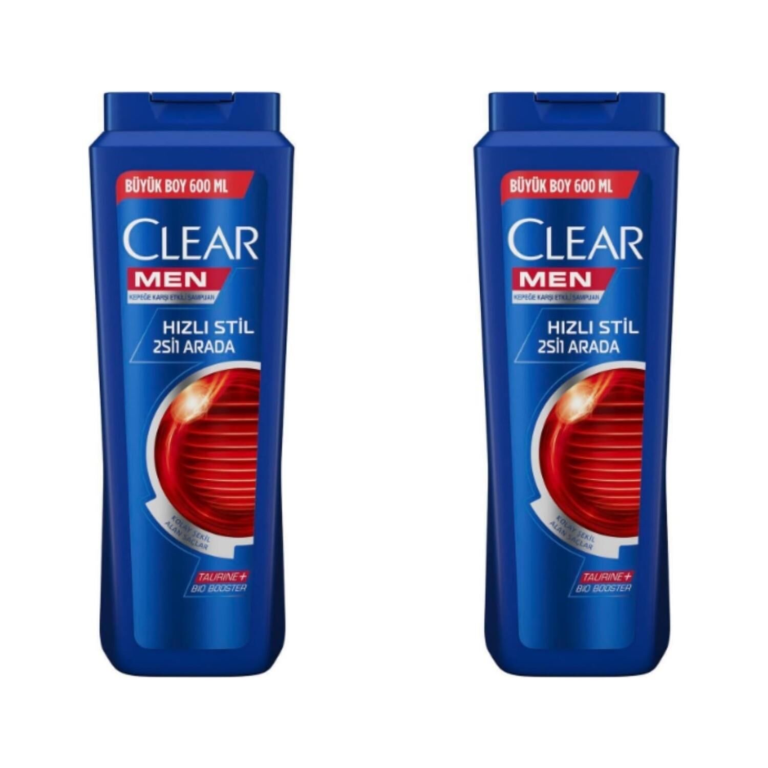 Clear 2 Adet  Kepeğe Karşı Etkili Hızlı Stil 2'si 1 Arada Şampuan 600 ML
