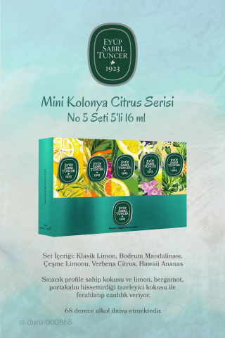 3'lü Eyüp Sabri Tuncer Mini Kolonya Citrus Serisi No 5 Seti 5'li 16 ml ve ROSIE Pamuk