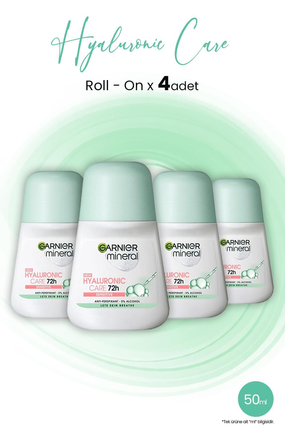 Garnier Mineral Hyaluronik Bakım 72H Roll-On 50 ml x 4 Adet