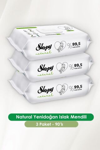 3'lü Sleepy Natural Yenidoğan Islak Havlu 90'lı ve ROSIE