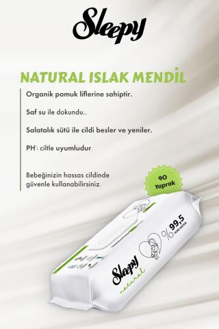 3'lü Sleepy Natural Yenidoğan Islak Havlu 90'lı ve ROSIE
