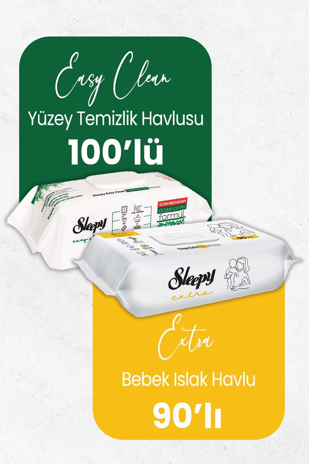 Sleepy Extra Islak Bebek Havlusu 90' lı ve Temizlik Havlusu 100' lü