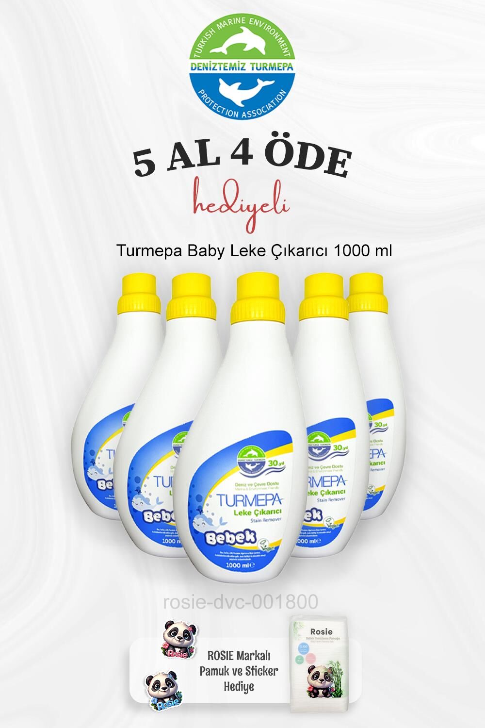 Turmepa Bebek Leke Çıkarıcı 1000 ml 5 Al 4 Öde ve Rosie Pamuk